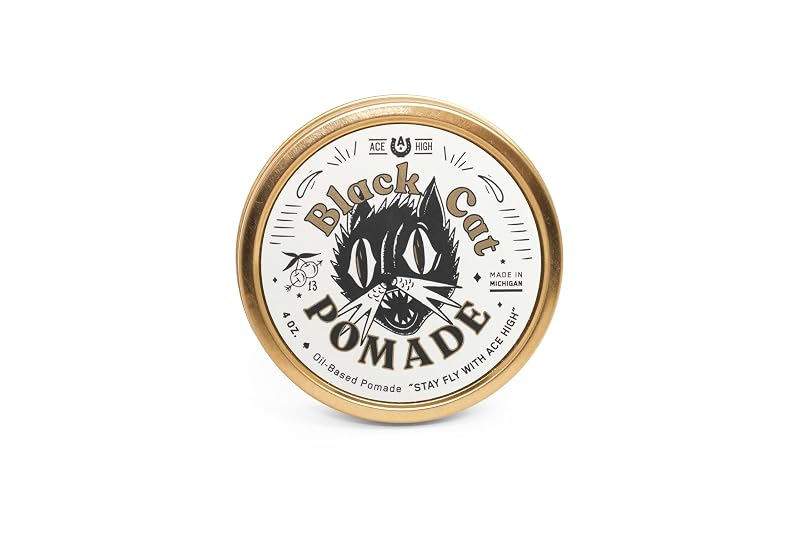 Ace High Black Cat Pomade for Men – Firm Hold, High Shine, Oil Based 4 oz