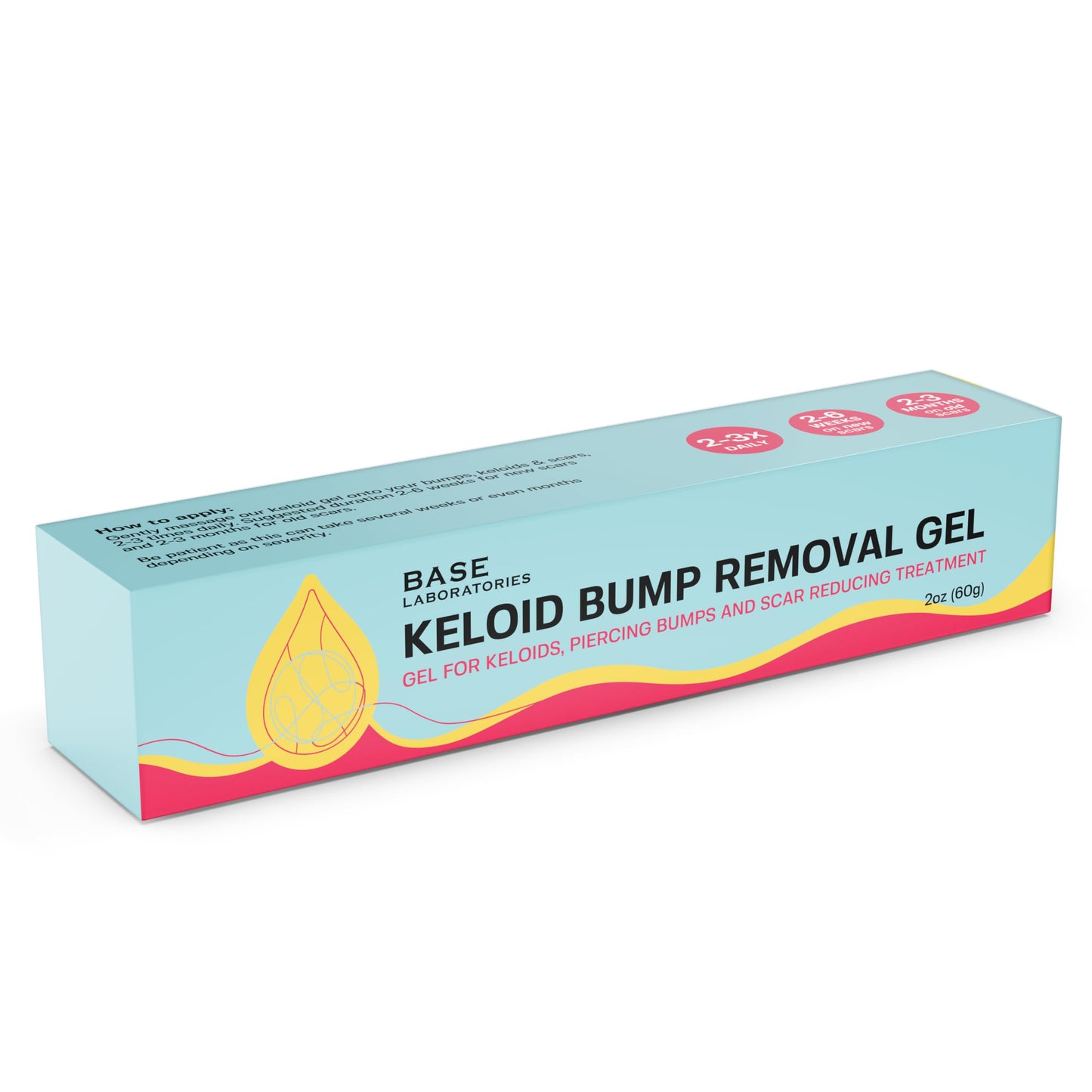 BASE LABORATORIES Keloid Bump Removal Gel | Natural Piercing Bump Treatment & Keloid Scar Gel | Keloid Scar Removal for all Scars, Keloids & Piercing Bumps | Soothing Piercing Aftercare | 2 oz