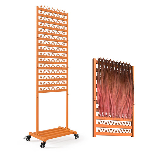 Suuiwau Adjustable Braiding Hair Rack 300 Pegs,2-Sided Metal Braiding Rack Stand with Wheels Hair Separator Braid Rack for Hair Stylist