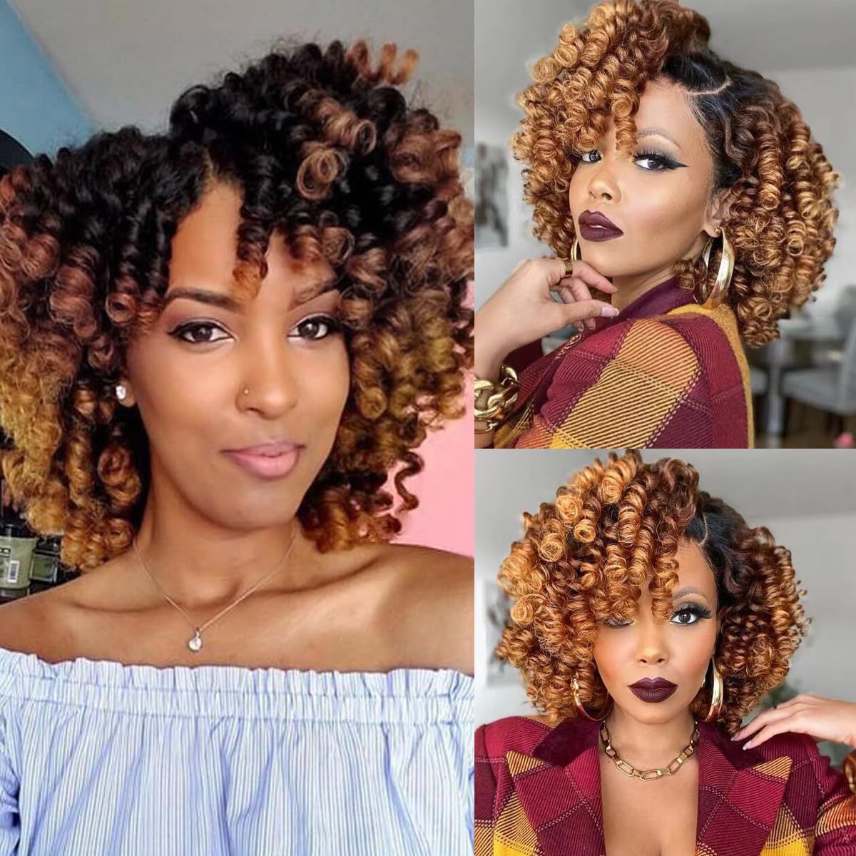 Wand Curl Jamaican Crochet Hair 8 Inch 5 Packs T1B/27/30 80g/pcs Ringlet Twist Hair Extension Crochet Braids