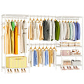 Exglobol Heavy-Duty Garment Rack - Portable 4-Tier, Expandable, White