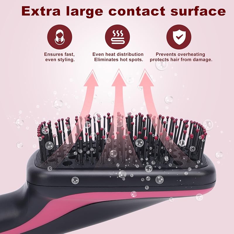 2-in-1 Hair Dryer Brush Straightener with Negative Ions for Smooth, Frizz-Free Hair