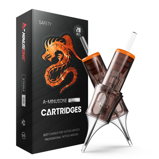 A-minusone 20 Pcs 1207RL Standard Disposable Tattoo Needle Cartridges - 20 Pack of Round Liner Needles with Membrane Safety Cartridges for Tattoo Artists