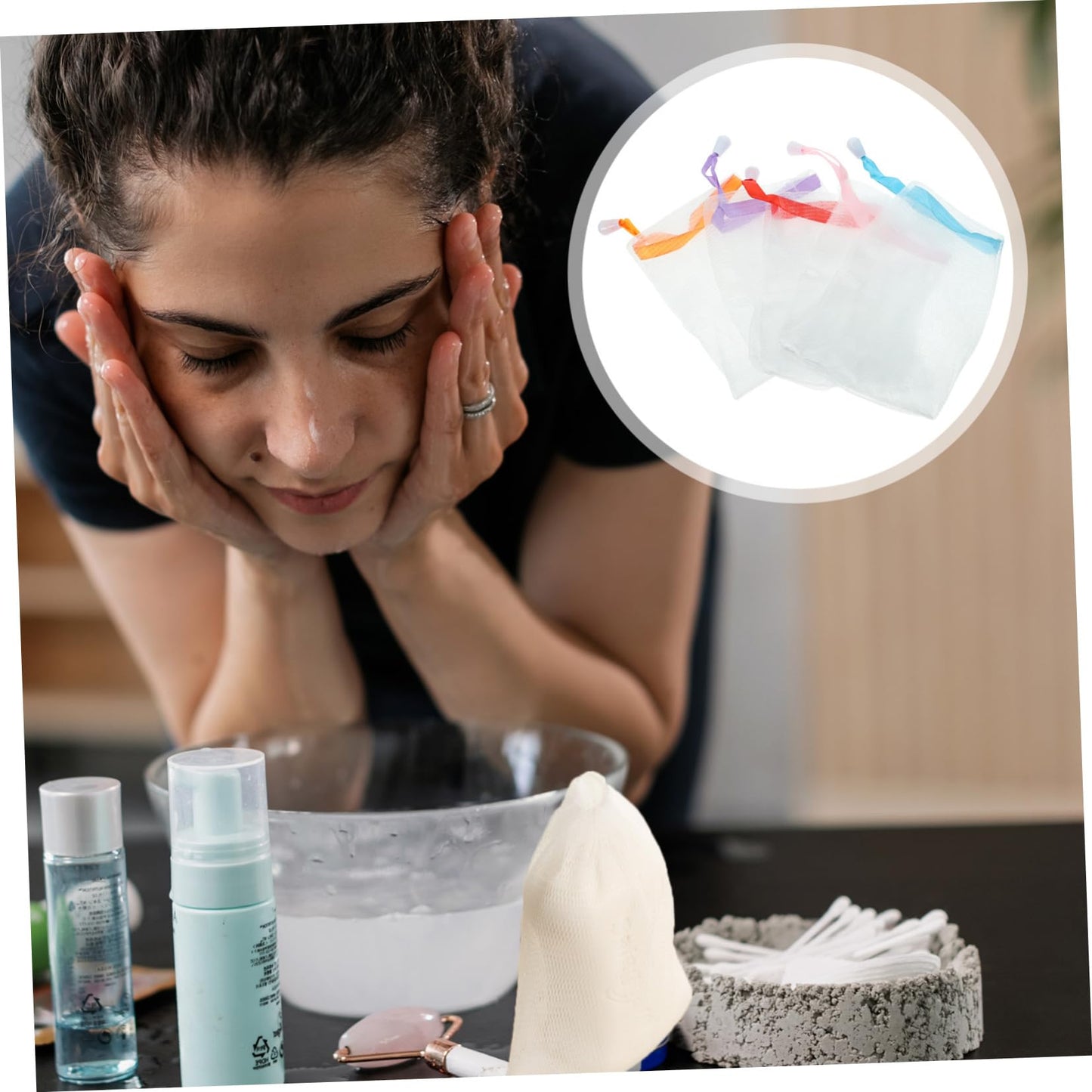 FOMIYES 10pcs Soap Foaming Net Exfoliating Pouch for Bar Soap Drawstring Mesh Bag for Face Body Cleansing Random Style