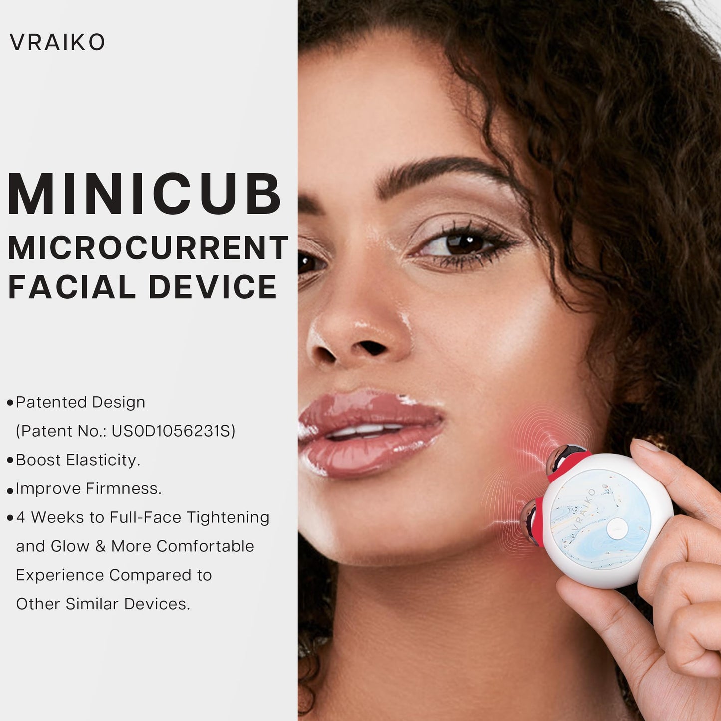 VRAIKO MiniCub Microcurrent Facial Device for Beginners, Jawline Sculpting & Toning Tool with Gentle Waves for Face Lifting Contouring and Double Chin, Mini True Beauty Glow Home Skin Care
