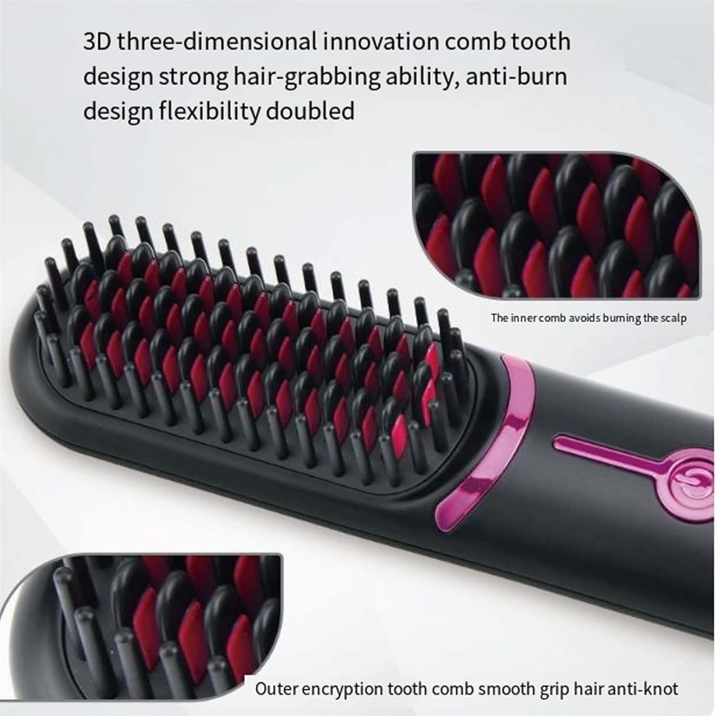 Healira Hair Straightener, Styluse Portable Hair Straightener Brush, 2-in-1 Straightener & Curler, 3 Adjustable Temperature, Rechargeable Wireless Comb, Style Your Hairs in Minutes (Black)