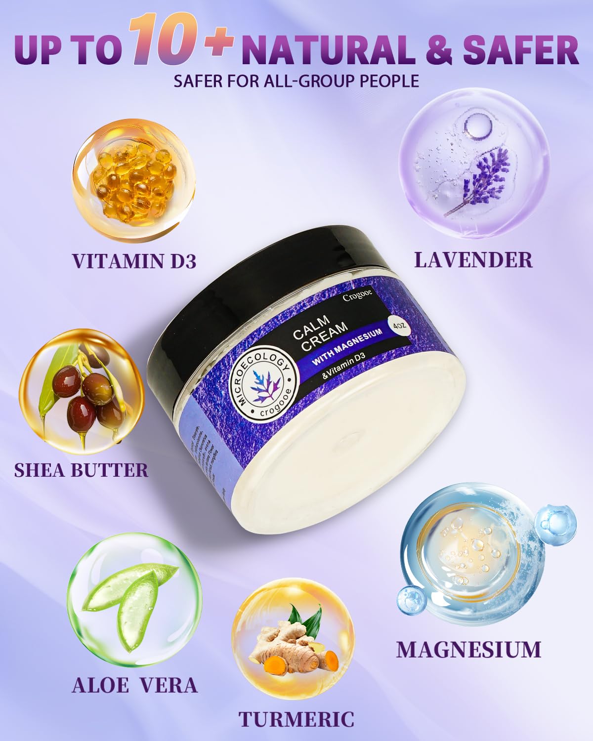 APLEFBE 2025 Updated Magnesium Cream for Sleep: Nighttime Magnesium Lotion for Pain & Leg Cramps, Muscle Relaxation, Calm, Deep Hydration, Skin Care for Kid, Men, Women (Lavender)