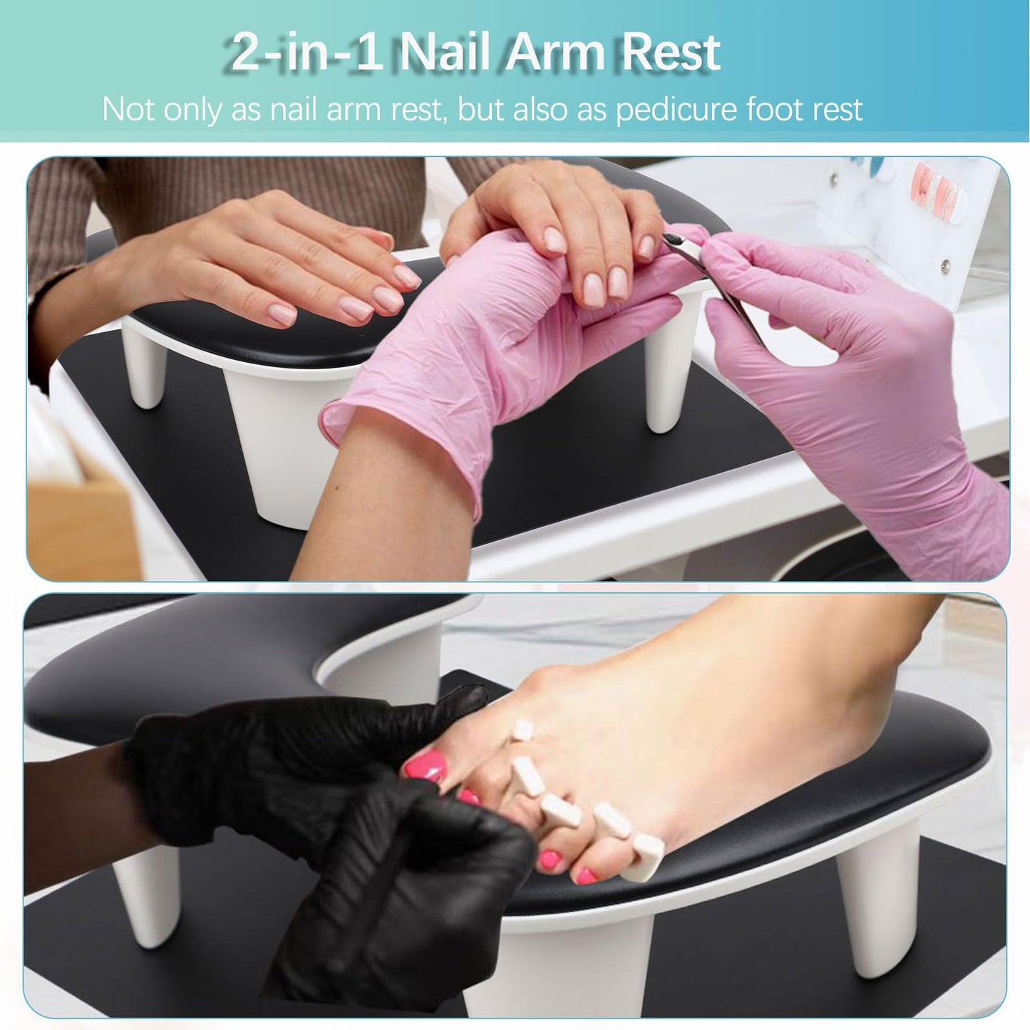 Arm Rest for Nails Tech with Nail Table Mat,U-shaped Manicure Nail Hand Rest Stand Pillow Cushion,Nail Supplies for Nail Techs(Black)