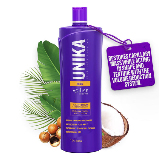 AGILISE UNIKA Hair Straightening Cream, Brazilian Blowout Products, Formaldehyde-Free Hair Straightener Cream, Smoothing for Straight Hair, Straightening Hair Products, Ojon Oil - 33.8 fl oz / 1L