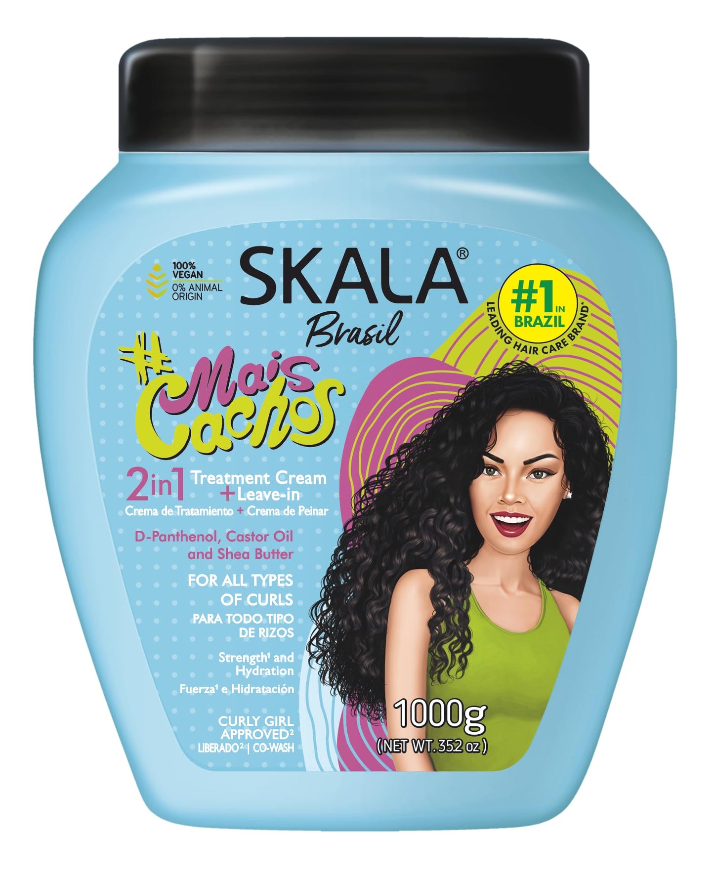 SKALA Mais Cachos for hair type 3ABC - 2 IN 1 Conditioning Treatment Cream & Cream To Comb 35.2oz, BLUE
