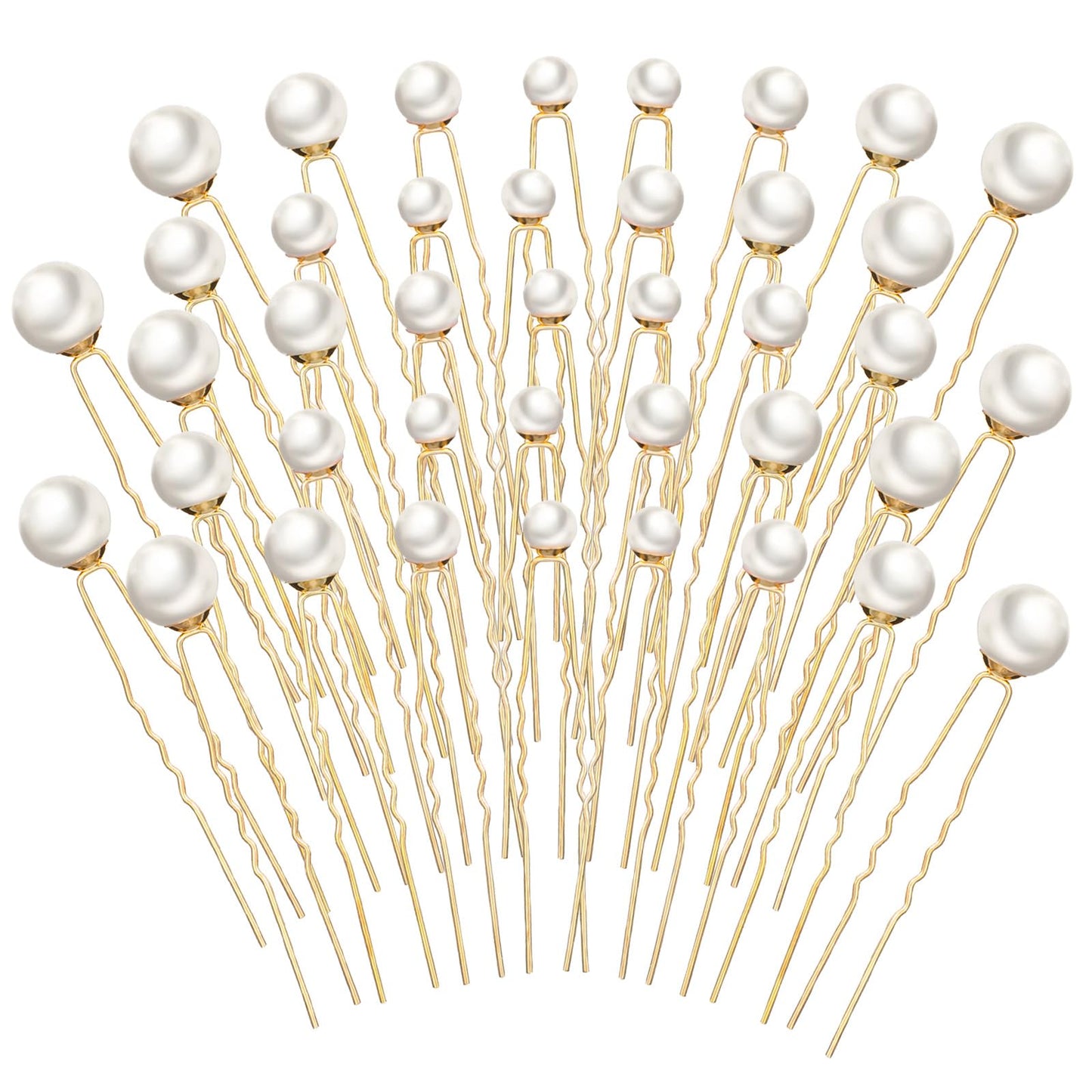 YUXIANLB 40 PCS Pearl Hair Pins Wedding Pearl Hairpins U Pearls Shaped Hair Accessories Bridal Bobby Pins White Pearls Bobby Clip Gold Vintage Headpiece Jewelry for Brides Bridesmaids Women Hairstyles