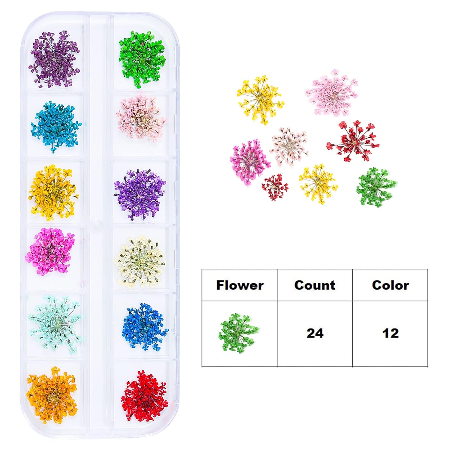 Mini Dried Flowers for Resin Craft & Nail Art - 6 Box Set (260+ Pieces)