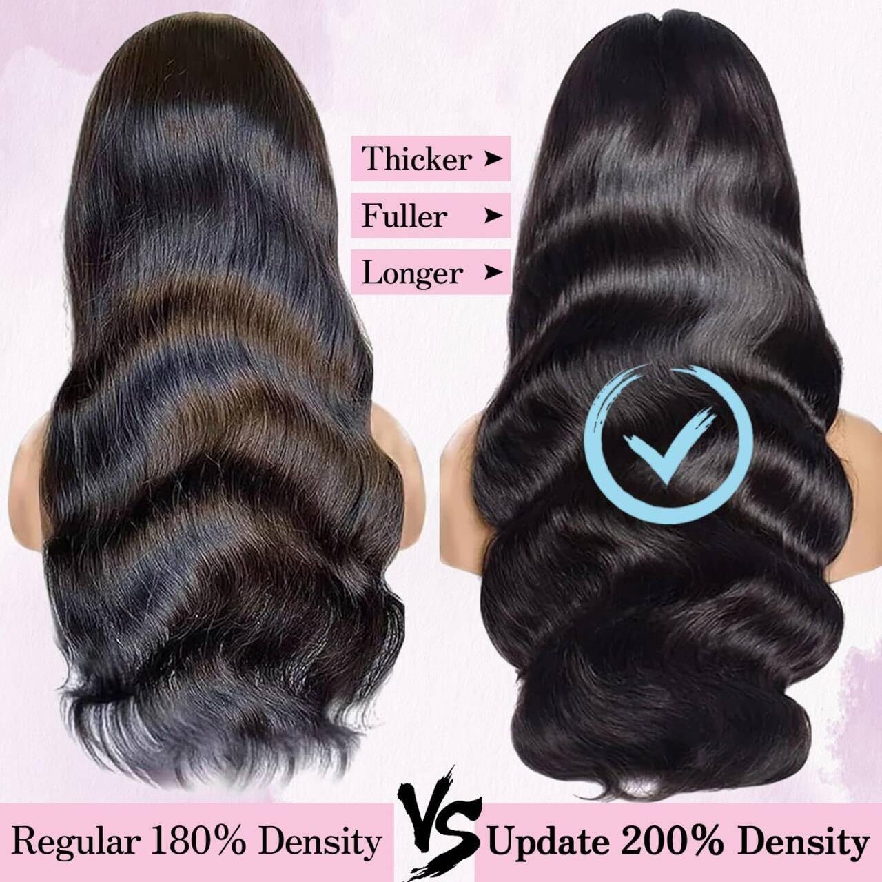 Body Wave Lace Front Wigs Human Hair 200% Density 13x4 HD Lace Frontal Wigs Human Hair for Women Pre Plucked with Baby Hair Natural Hairline 20 Inch