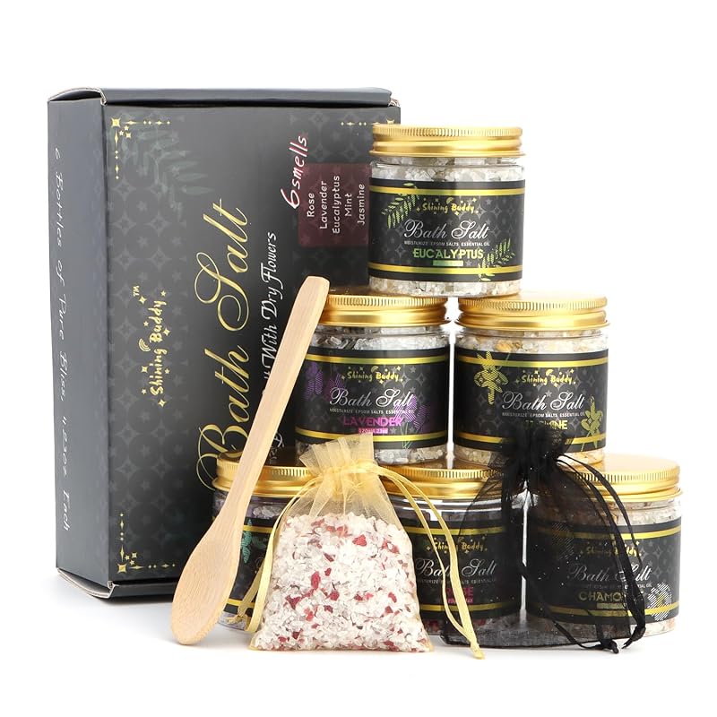 Relaxing Epsom Bath Salts Gift Set for Women - Soothing Lavender & Essential Oils