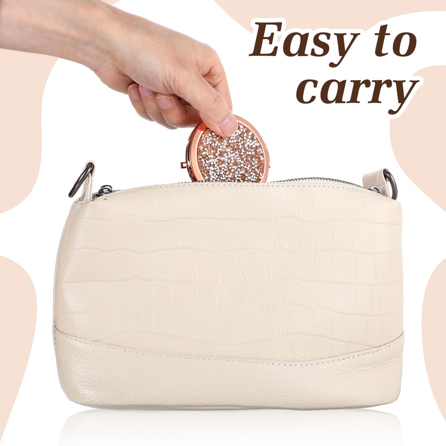 Limbeuuu 10 Pcs Inspirational Compact Mirror Sometimes You Forget You're Awesome Appreciation Gifts for Women Mother's Day Party Favors Magnifying Pocket Mirror (Rose Gold)