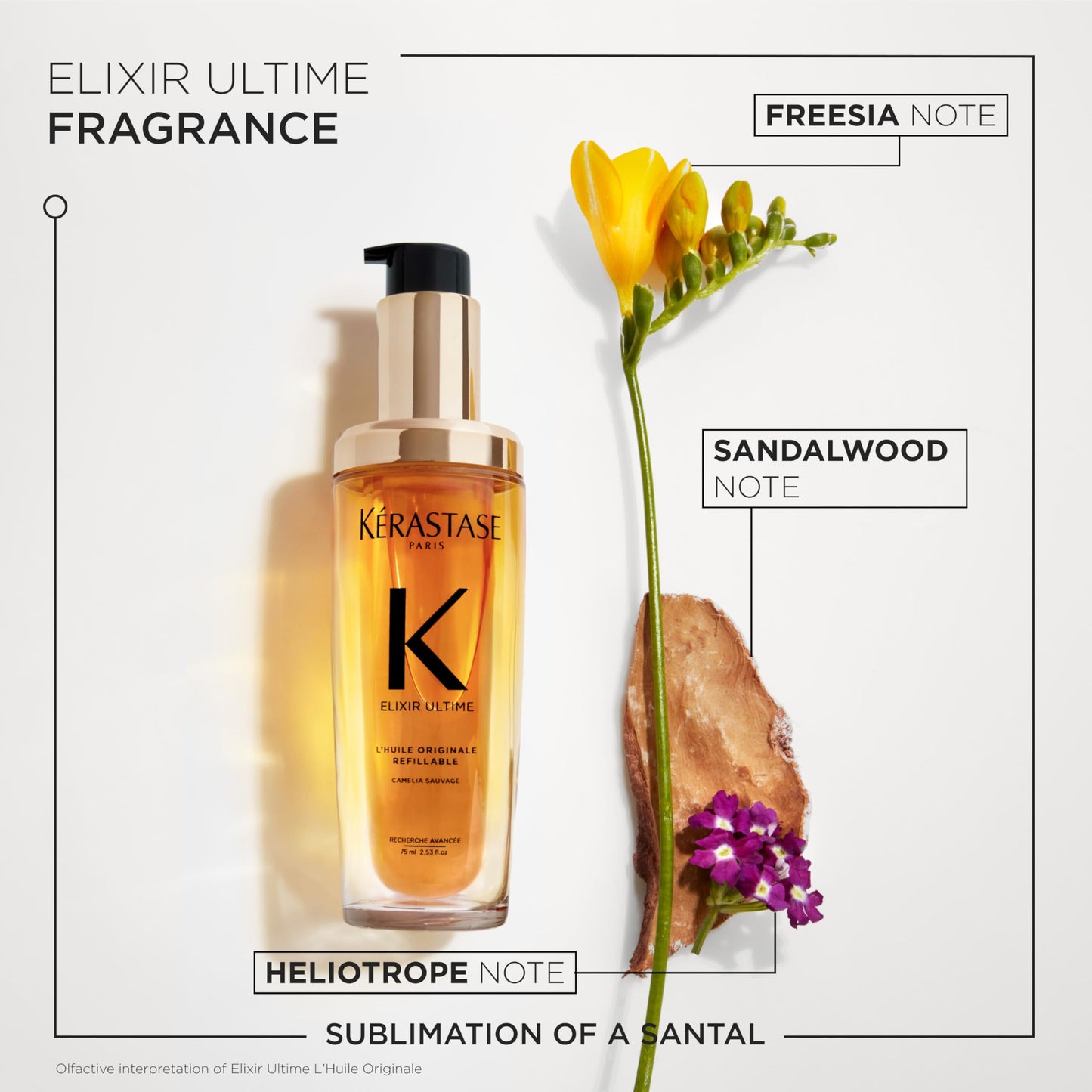 Kerastase Elixir Ultime Refillable Hair Oil - Hydrates & Smoothes Frizz, Adds Shine, With Wild Camellia, Nourishes & Strengthens Hair, 2.53 Fl Oz