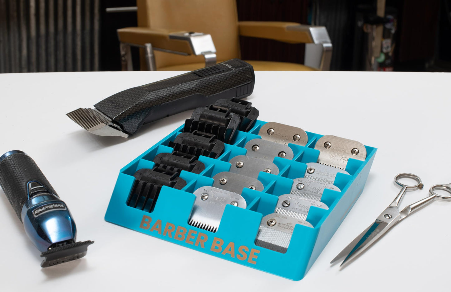 The Barber Base 15 Slot Clipper Blade Tray (Blue)