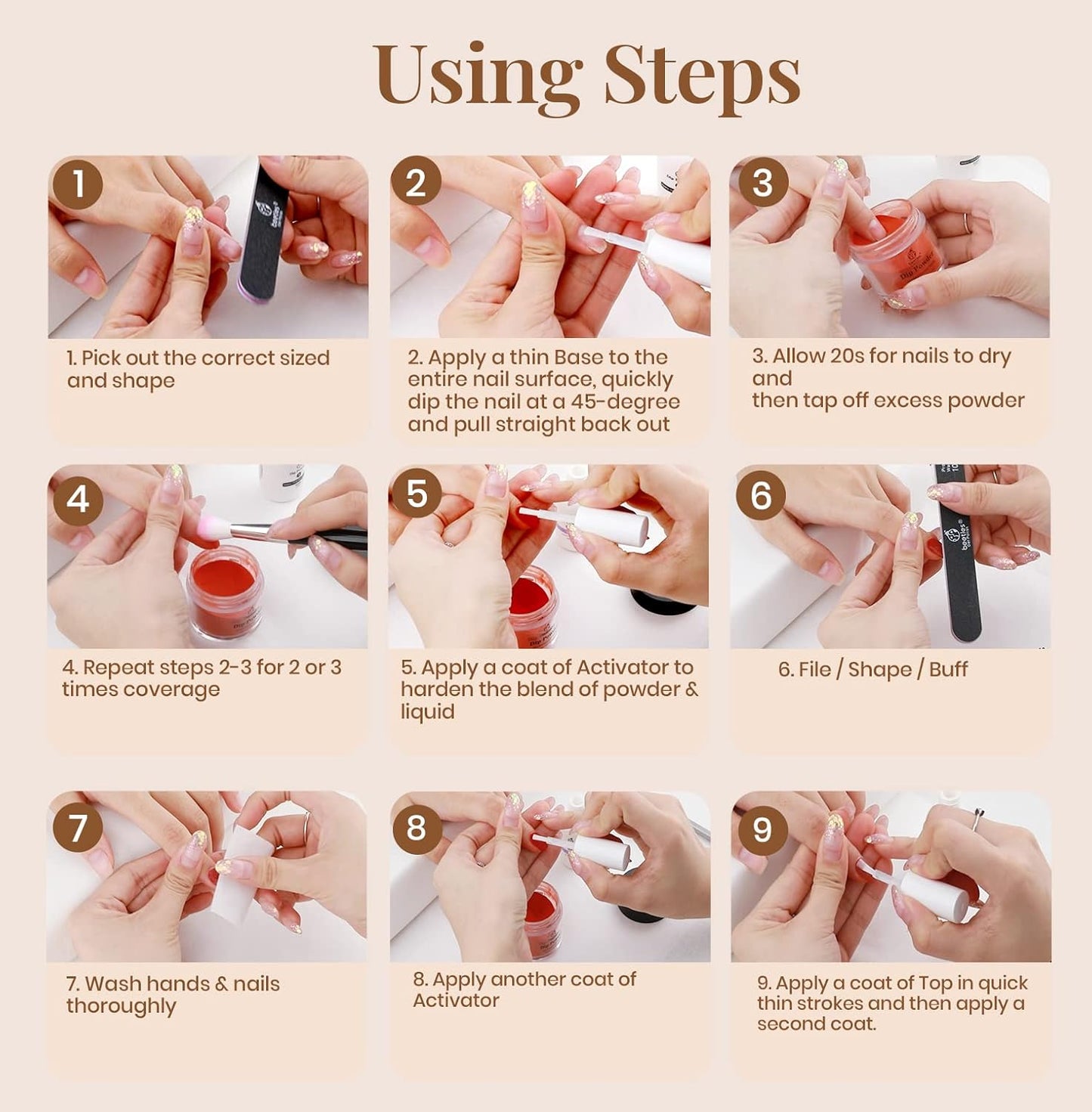 Beetles 20-Color Pink Nude Dip Powder Nail Kit - Jelly Effect & Glitter for DIY Manicure