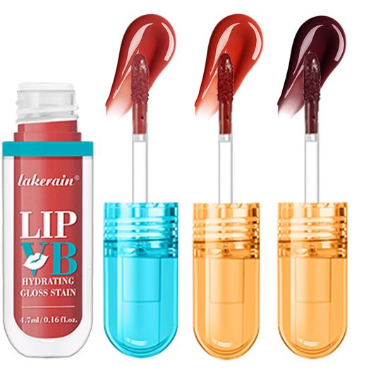 CNYYDS 3PCS Lip Hydrating Glossy Lip Stain, Lip Tint with 12HR Hydration(#4 DRIPPING IN ROSE,#5 FIERYBLAZETIN,T#6 WATERBOUT WINE)