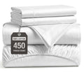 Lane Linen 450TC 100% Cotton Sateen King Sheets – White, Hotel Quality, 15" Deep Pocket (Variation: White+King)
