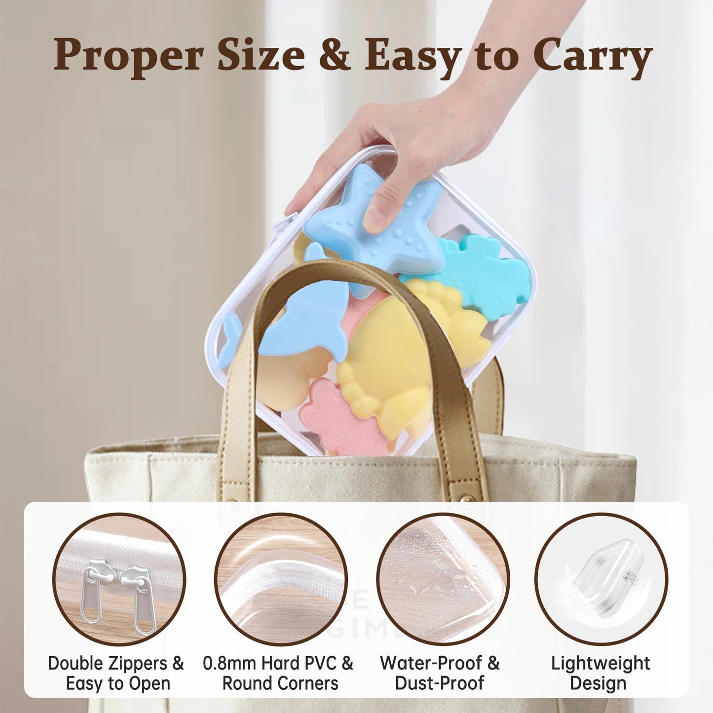 EYAYEN Clear Hard Shell Zipper Case 3 Pack Transparent Storage Box Containers Makeup Pouches for Small Item Waterproof Cosmetic Organizer Bags for Travel Toiletries (White,8"x 4")