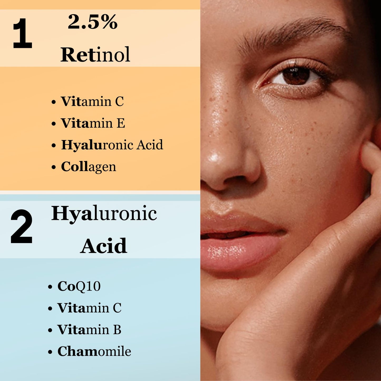 Mivida Anti-Aging Serum Set – 2.5% Retinol + Hyaluronic Acid Serum for Face – Duo Anti-Wrinkle, Lifting & Firming – Hydrating, Brightening, Collagen Boosting, Fragrance Free – 2x1 fl oz