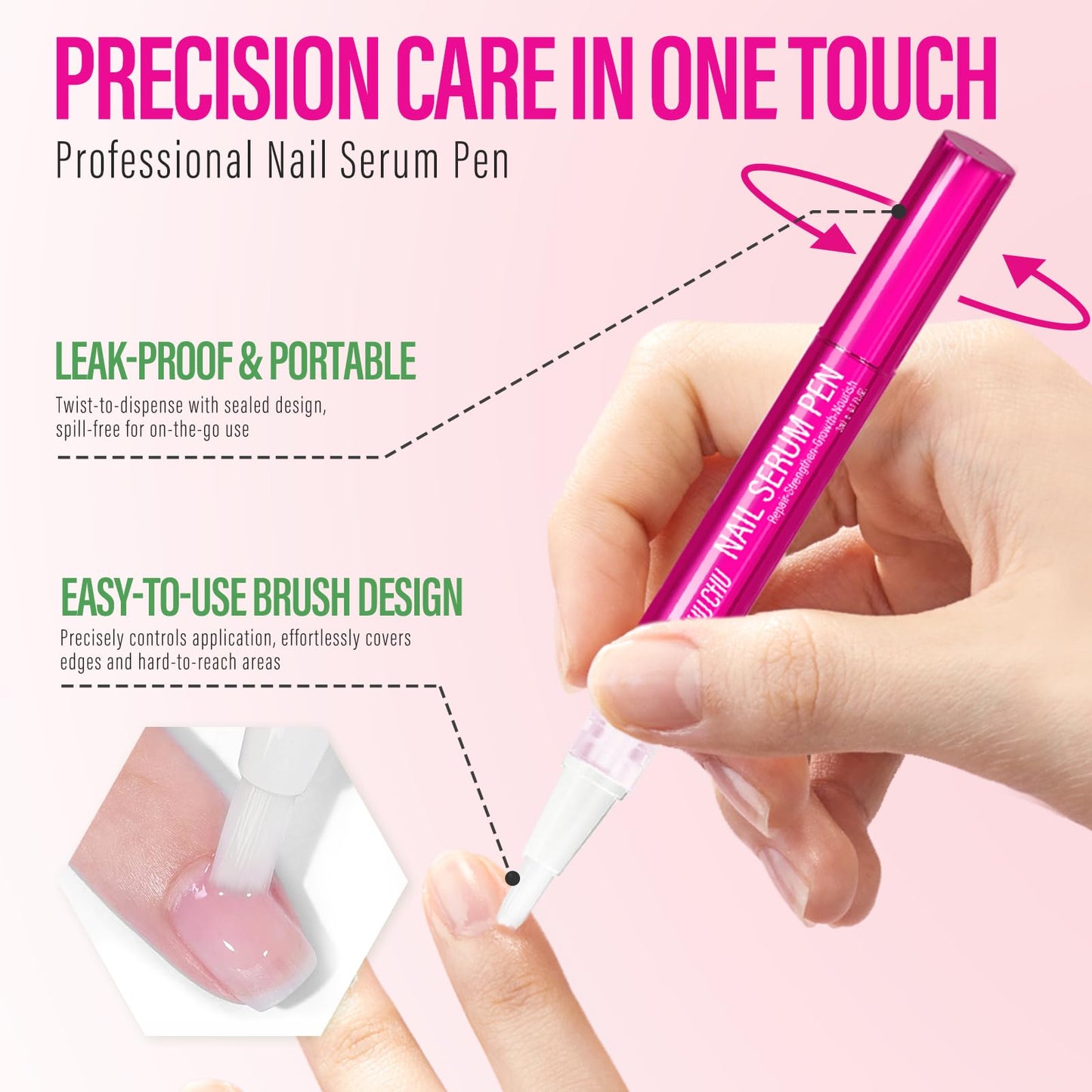 Nail Cuticle Repair Oil Pen: Strengthener Growth Treatment for Dry Damaged Cuticles - Natural Plant Formula Serum for Home Daily Nail Care Travel Manicure Salon - for Women Men Girls Beginners