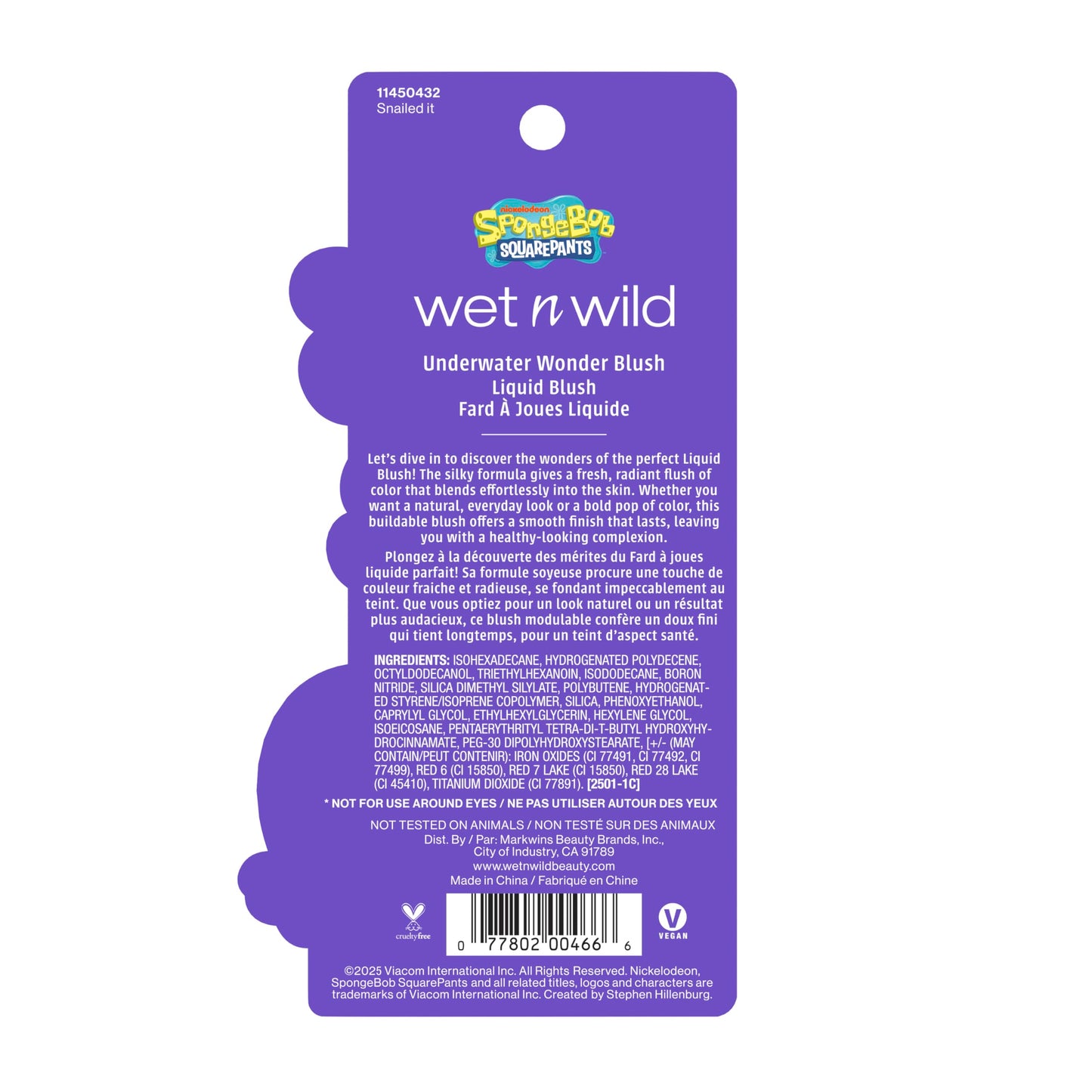 wet n wild SpongeBob Underwater Wonder Liquid Blush, Buildable Shimmery Gel Formula with Seamless Blend & Matte Finish – Snailed It