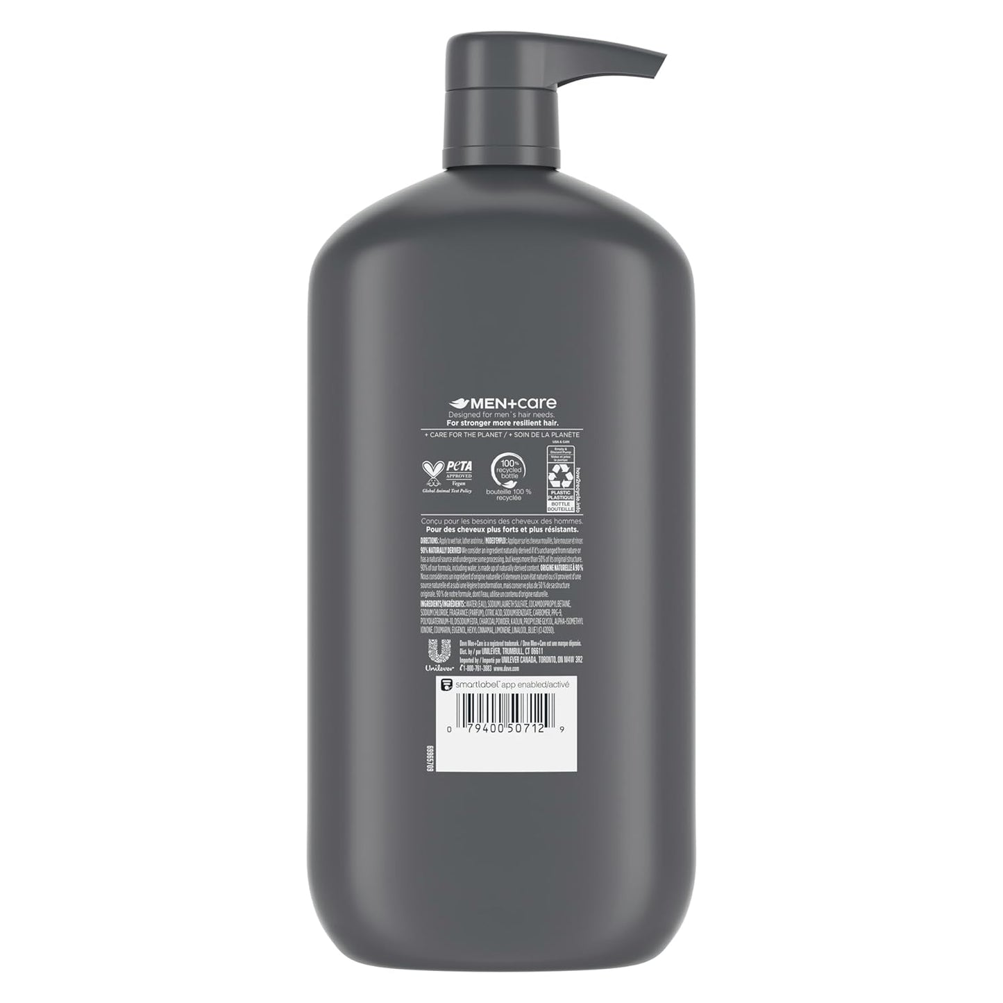 Dove Men+Care Charcoal & Clay Shampoo 2-Pack - Strengthening Plant-Based Cleanser, 31 oz