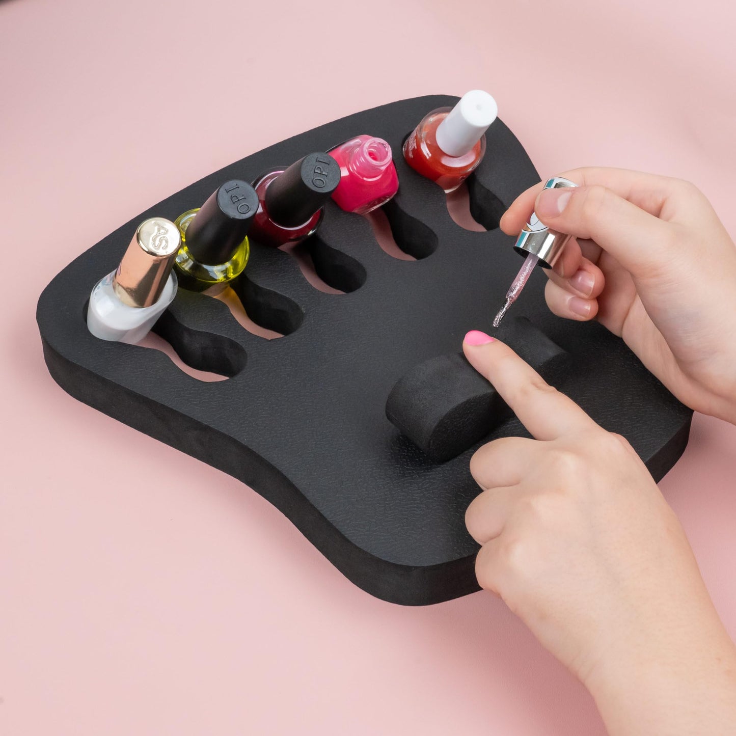 ButterFox Nail Polish Organizer Holder, Nail Art Manicure Hand Stand Rest Work Station (Black)