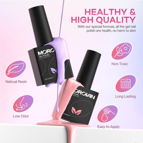Morovan Gel Nail Polish Kit: 36 Colors Gel Nail Polish Set with with U V Light Soak Off Gel Nail Kit with Pure & Glitter Gel Polish for Beginner Nail Art DIY Manicure