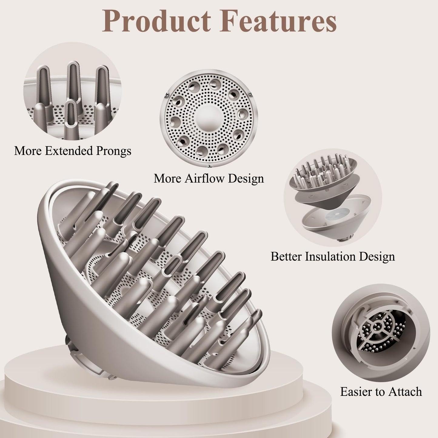 Chivixe Large Diffuser Attachment Compatible with Shark FlexStyle, Upgraded Bigger Diffuser Nozzle for Dryer Faster and Define Wavy, Curly, Coily Hair