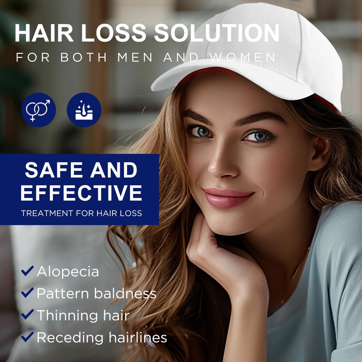 Laser Hair Growth Cap, Red Light Therapy Cap, Laser Hair Growth System Hair Loss Treatments for Men and Women Hair Regrowth Treatments Laser Cap (White).