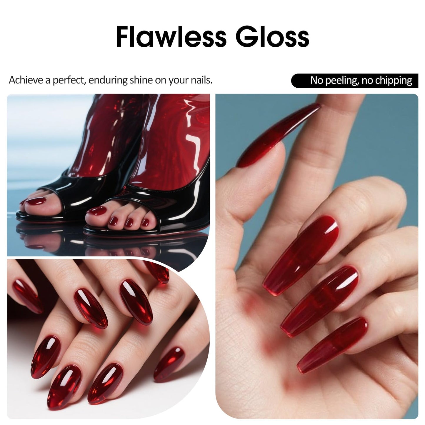 VENALISA Jelly Red Gel Nail Polish, 1 Pcs Burgundy Dark Red Gel Polish Transparent Sheer Color High Gloss Soak Off U V Nail Manicure Salon and DIY at Home Gifts for Women