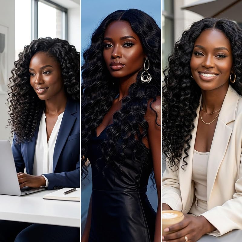Synthetic Deep Wave Crochet Hair 16 Inch 100g 1B Natural Black – Miracle Knots (Variation #1B Natural Black+16 Inch-100g)