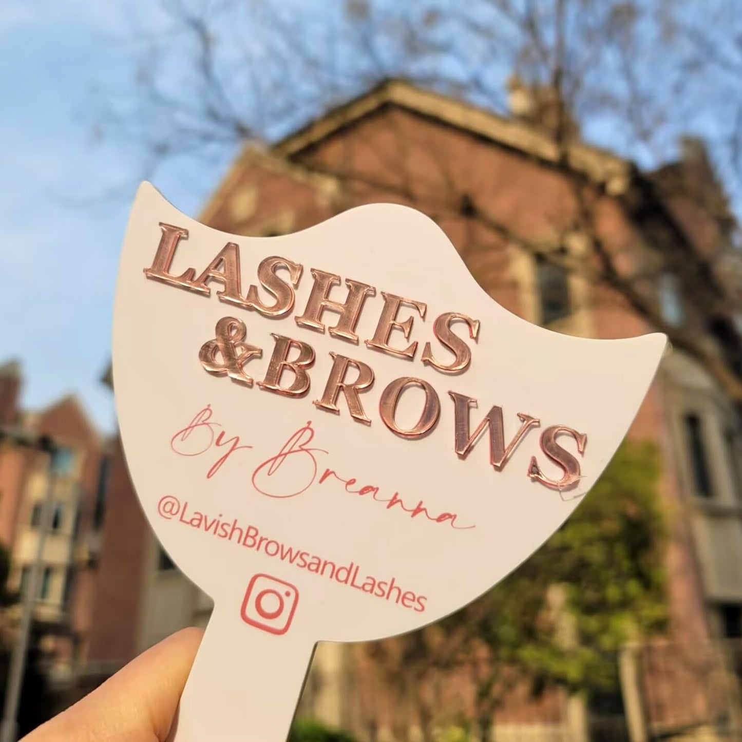 XFYSDIY Custom Mirror Prop, Custom Beauty Technician Social Media Prop, Handheld Mirror Social Media Prop, Aesthetics Props, Salon Decor, Mirrors for Lash Techs(Pink)