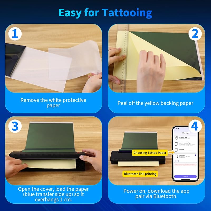 Tattoo Stencil Printer – Wireless 203 DPI Thermal Printer for Tattoo Stencils & Paper