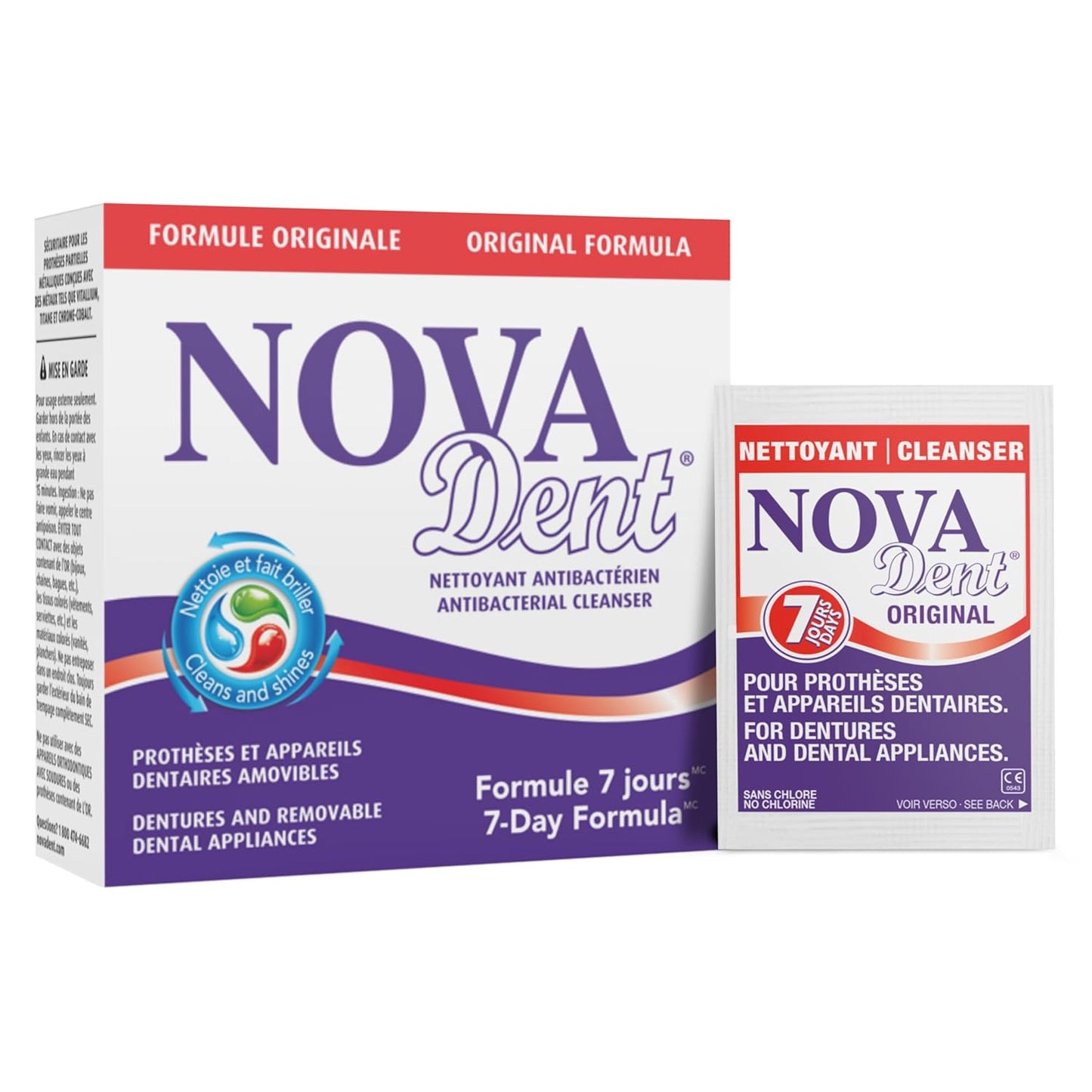 Novadent Denture Cleaner - 12 Sachets for Retainers, Mouth Guards & Aligners