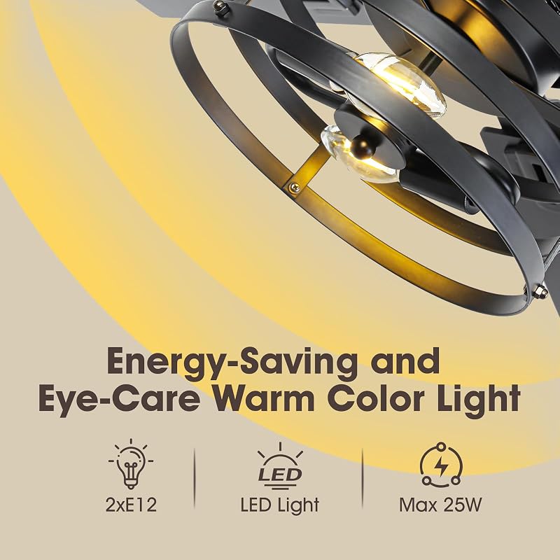 52 Inch Farmhouse Ceiling Fan with Light - Maple/Black, 6-Speed DC, Remote
