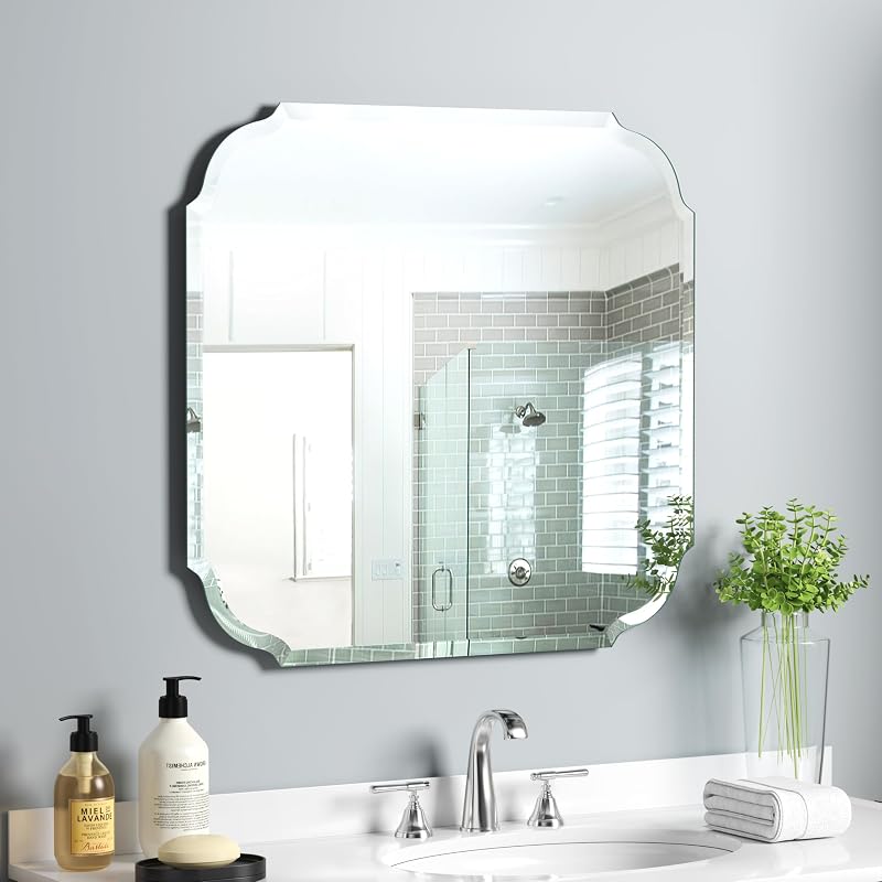 24" x 24" Silver Wall Mirror Beveled Edge Frameless - Variation: Silver 2+24"L x 24"W