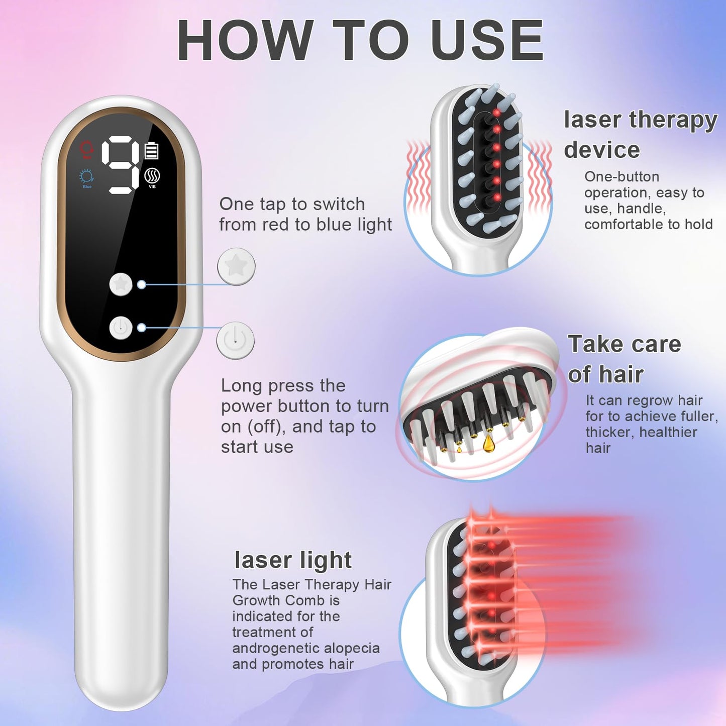 Laser Hair Growth Comb - Handheld Hair Growth Comb Device Promotes Hair Growth for Thicker, Healthier Hair