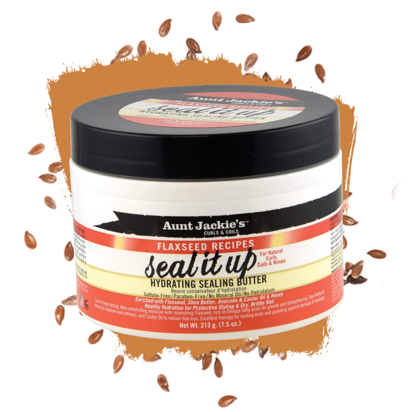 Aunt Jackie's Flaxseed Recipes Seal It Up Hair Hydrating Sealing Butter, Healthy Hydration for Protective Styling and Dry, Brittle Hair, 7.5 oz