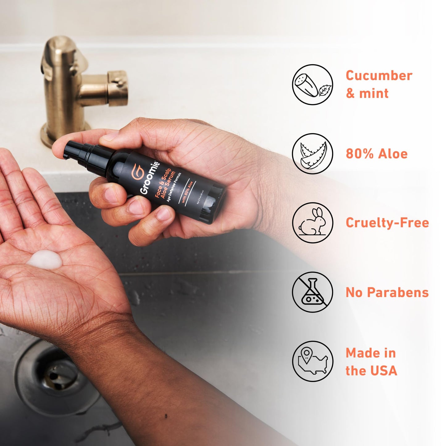 Groomie Face & Scalp Aloe Vera Serum - Hydrating, Soothing, and Moisturizing Skincare Formula, Daily Lightweight and Fast Absorbing, After-Shave Care to Keep Skin Hydrated All Day