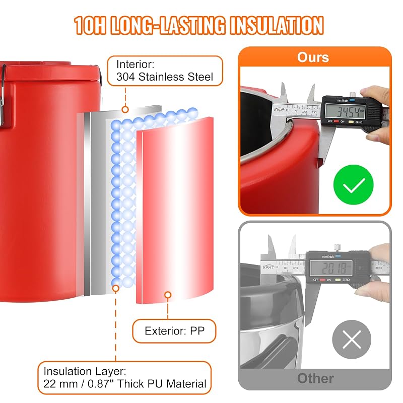 4.5 Gal Stainless Steel Insulated Beverage Dispenser with Spigot - Dual-Layer Hot & Cold Server (9.2 L) - Food-Grade, Leak-Proof