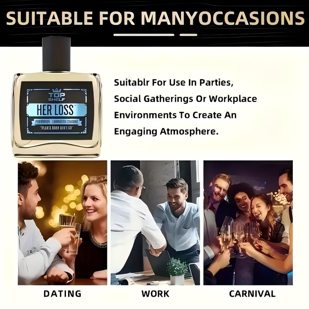 Top Shelf Her Loss Pheromone Enhanced Cologne for Men, 2.0 Fl Oz, Fresh Scent