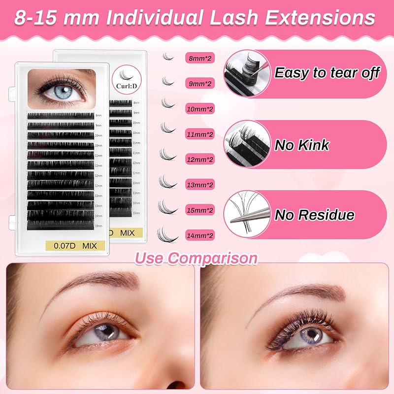 Lashes Extension Practice Kit 227 Pcs with Mannequin Head Variation Lashes Kit-06