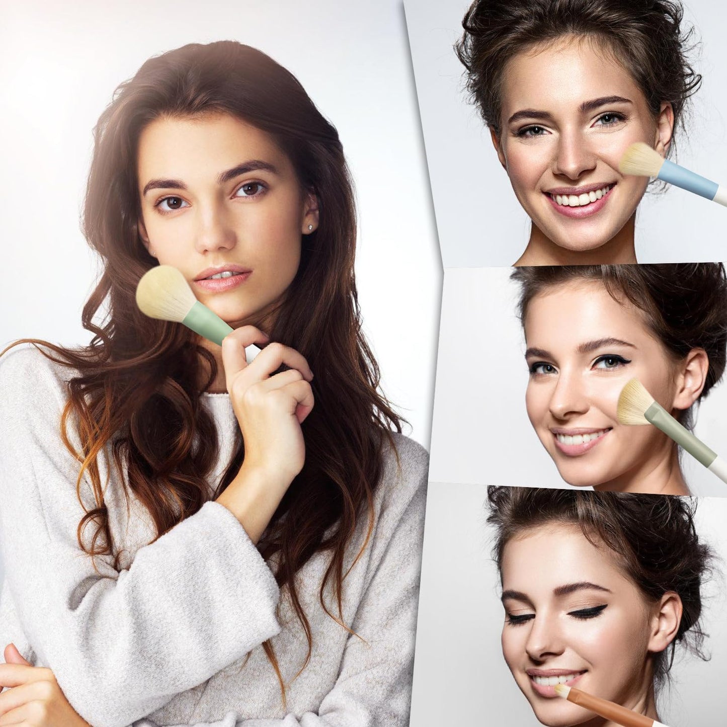 Voxora Mini Travel Makeup Brush Set with Case, Foundation Makeup Brush, Silicone Face Mask Brushe& Makeup Sponge, Mini Makeup Brush Set for Powder, Eyeshadow, Highlight, Contour, Blush, & Concealer