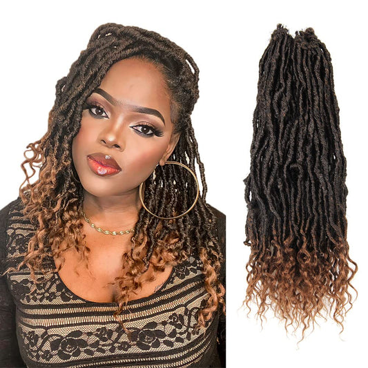 BOHOBABE Faux Locs Crochet Hair 14 Inch, Boho Soft Crochet Locs with Curly Ends, Short Bohemian Goddess Locs Crochet Braids for Black Women (6 Packs, T30)