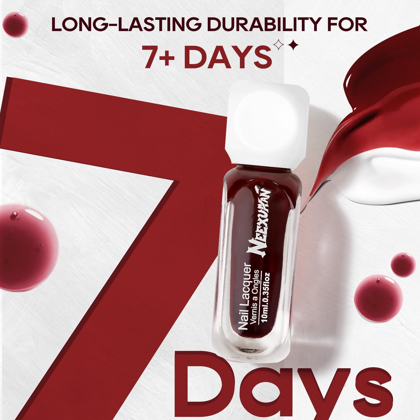 NEEXUAAN Red Jelly Nail Polish, Cherry Red Quick Dry Nail Polish, No UV Lamp Needed, Streak Free Fingernail Polish for Salon Manicure and Nail Art DIY at Home, 0.35 fl oz