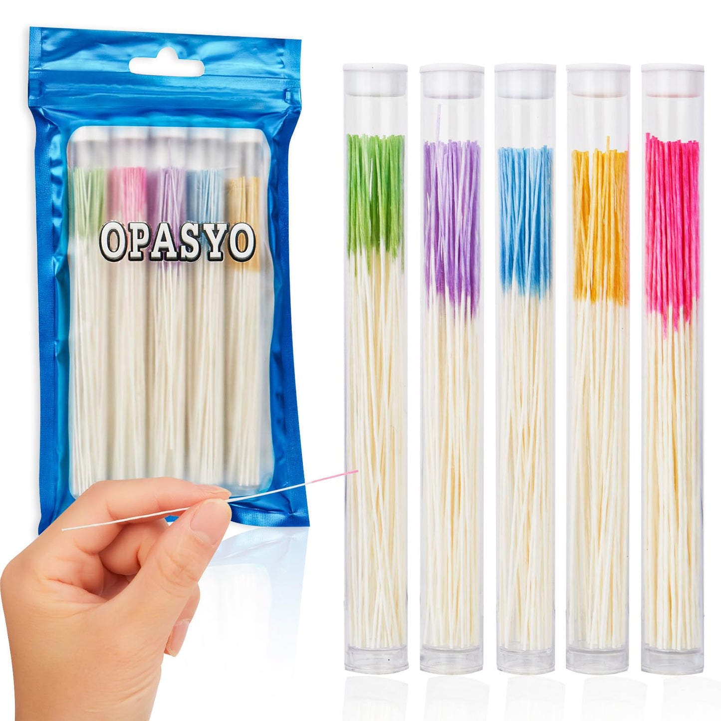 opasyo Ear Hole Cleaner 300PCS Ear Piercing Cleaner Floss,5 Colors Earring Hole Cleaner for Girls Women Men,Disposable Piercing Cleaner Floss Ear Piercing Care Cleaning Tool (A-5colors)